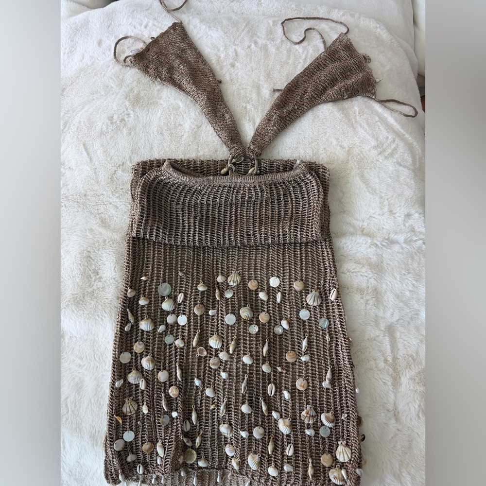 Jaded London Vida Backless Crochet Maxi Dress with Shells Size small - Picture 5 of 11